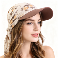 Women Pre-Tied Outdoor Hat sun hat Print Hijab Caps Breathable and lightweight chiffon duck tongue scarf hat Baseball Caps