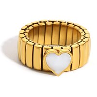 DODOHAO Heart Rings For Women Men Stainess Steel Shell Decoration Classsic Rings Gold/Silver Color Fashion Jewelry Couple's Gift