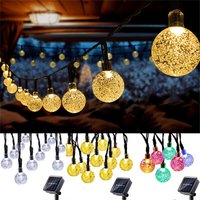 LED Solar Powered Crystal Ball Fairy String Lights Garden Party Outdoor Lamps