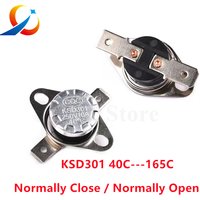 2pcs Bimetal thermostat KSD301 10A Temperature Switch Thermal Control 40~160C Degree Celsius Manual Reset Thermostat 40 65 90 95