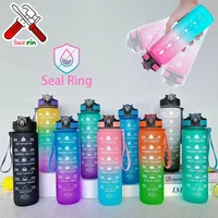 1L Water Bottle Gradient Color Motivational Sports Water Bottle with Time Marker Leak-proof Cup for Office Gym Outdoor Camping