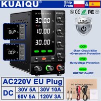 KUAIQU Hochpräzises Labornetzteil, 0~30V 0~60V 0~120V Einstellbares Geregeltes DC-Tischnetzteil mit OCP OVP Ausgang, 24-Stunden-Volllast-Ausgabe, Intelligenter Überlastschutz, Genügend Leistung