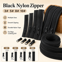 2/5/10Meters 3# 5# 8# 10# Nylon Zippers with Slider Handbag Black Zips Garment Purse Zip Tapes Easy Replace Zipper Repair Kit