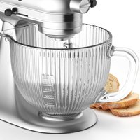 Gvode 5 Quart Glass Mixer Bowl for KitchenAid 4.5 5QT Tilt Head Stand Mixers with Measurement Markings and Handle