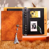 Photo Album Self Adhesive Photo Albums 6 Hole Binder DIY Albums Storage Picture Portable Dustproof Gift Picture Album PU Cover