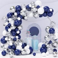 Blue White Balloons Garland Navy Blue Silver Confetti Balloon Arch Kit Birthday Party Graduation Baby Shower Decoration Globos