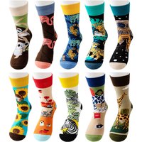 HAPPY SOCKS Size 36-40 Adult Women's Personality Four Seasons Thick Mid-tube Socks Artistic Color Polka Dot Pure Cotton Socks