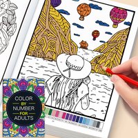 Digital Hand-Drawn Doodle Drawing Book, Precise Digital Labeling and Coloring, Coloring Book with Diverse Combinations of Characters, Mysterious Beasts, and Natural Scenery