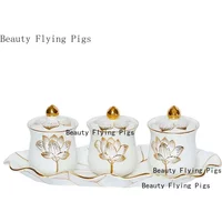 Chinese ceramic Guanyin water supply cup, three supply cups, Buddha cup offering ornaments feng shui Buddhism