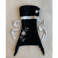 Punk Sexy Dress Women Vintage 90s High Street Flower Summer Backless Gothic Hot Girl Dresses Off-Shoulder Aesthetic Mini Dresses