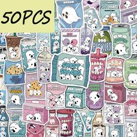 50pcs Ghost Food Creative Stickers, suitable for decorating notebooks, helmets, diaries, skateboards, waterproof stickers