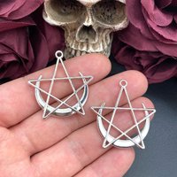 5pcs 38*36mm Vintage Moon Pentagram Charm Gothic Witchcraft Star Charms Pendant Fit Jewelry Making DIY Jewelry Findings