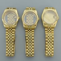 Gold 36/39mm Fluted Curved Watch Case glidelock Clasp Bracelet Sapphire For Seiko nh35 nh36 nh34 Miyota 8215 Movement 28.5mmDial