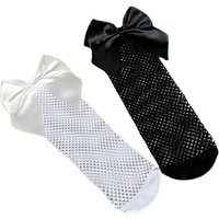 Children fishnet stockings socks large satin bow children's parent-child fishnet stockings toddler girl sokken