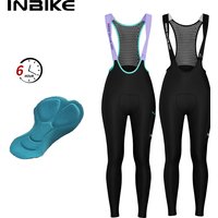 INBIKE Professionelle Radsport-Trägerhose für Damen, Winter-Fleece Fahrrad-Bekleidung, Hose mit 3D-Polsterung, Rennradhose für Frauen