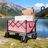 Folding Portable Trolley Cart Camping Picnic Wagon Collapsible Heavy Duty All Terrain Wheels Compact Storage Carrinho Carga