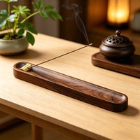 Japanese Black Walnut Wood Incense Stick Holder, 1.3-3mm Hole Adjustable Round Incense Sticks Burner Meditation Spa Home Decor