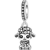 PANPOKI 925 Sterling Silver Cute Little Lamb Animal Charms Beads Pendant Fit DIY Bracelet Necklace Jewelry Souvenir Gifts