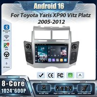 Radio samochodowe z Androidem 16 do Toyota Yaris XP90 Vitz Platz 2005-2012, bezprzewodowy CarPlay, 2din, stereo, DSP, odtwarzacz multimedialny, GPS, autoradio