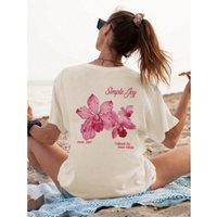 European and American Shein's best-selling floral-patterned printed summer fashion versatile pure cotton graphic t shirts
