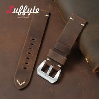 Ultrathick Retro Male Watchband 20mm 22mm 24mm Crazy Horse Leather Strap Watch Bracelets Replacement Wristband