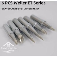 6Pcs ET Soldering Iron Tips ETA/ETC/ETBB/ETDD/ETS/ETO Copper Welding Tip For Weller WE1010NA WESD51 WES50/51