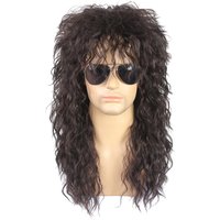 Gres-Perruques Synthétiques sulfBouclées pour Hommes, Fibre Haute Température, Rock Cosplay Costume Party, Punk Fluffy, Marron Foncé
