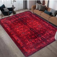 Warm Winter Red Persian Floor Mat Thickened Flannel Cozy Plush Rug Soft Indoor Carpet for Living Room Home