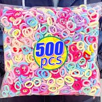 50-500 sztuk kolorowe podstawowe nylonowe gumki do włosów dla dziewczynek kucyk Hold Scrunchie gumka dla dzieci podstawowe akcesoria do włosów