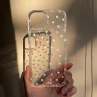 Colorful Star Graffiti Glitter Phone Case For iPhone 17 16 15 14 Pro Max 13 12 11 XS X 16E 7 8 Plus Transparent Shockproof Cover