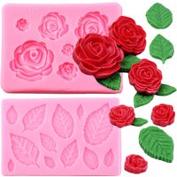 Rose Silicone Mold Roses Flower and Leaves Fondant Molds DIY Cake Decorating Tools Cupcake Topper Candy Clay Chocolate Mould