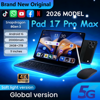 2026 New Original Global Edition Tablet Android16 Pad 17 Pro Max 24GB+2TB Tablet 5G Dual SlM Card WIFI HD 4K Tablett Mini Tab PC