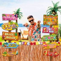 10pcs Hawaii Luau Party Tiki Flamingo Summer Themed Decorations Sign Front Door Tropical BeachLuau Party Decorations
