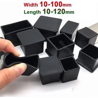 Black Square Rectangle PVC Chair Leg Cap Furniture Table Feet Blanking End Cover Tip Non-slip Floor Protector Pad Width 10-100mm image 3