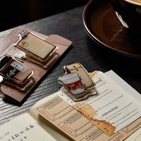 Yoofun 2pcs Acrylic Cute Coffee Time Clip for Journal Scrapbooking Planners Photo Notes Stationery