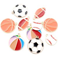 10pcs Sport Enamel Charms Football Basketball Rugby Pendants For DIY Jewelry Making Earring Bracelet Necklace Findings Supplies