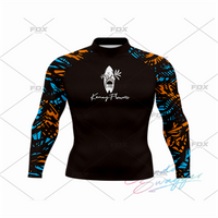 Summer Funny Long Sleeve Surf Swim T-shirt Men's Beach UV Protection Swimwear Rash Guard Surfing Swimsuit Tops Tight Gym Clothes