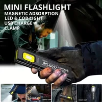 LED COB Keychain Flashlight USB Rechargeable Torch 5 Lighting Modes Mini Keychain Light with Magnet for Outdoor Hiking Fishing