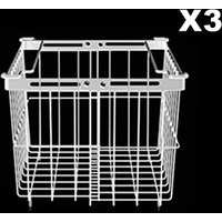 3pcs/Set Freezer Organizer Bins with Handles Large Capacity Kitchen Storage Metal Baskets for Kitchen Fruit Vegetable Organization (White)