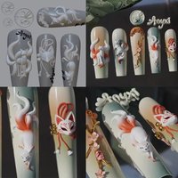 3D Nine-tailed Fox Three-Dimensional Nail Art DIY Silicone Nail Mold Decorations Creative Nail Mold Clear Nail Tools