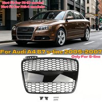 Only For S-line Car Honeycomb Grill Mesh Front Bumper Grille Cover For Audi A4 B7 s-line 2005 2006 2007 LHD Center Racing Grille