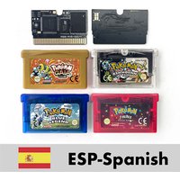ESP Spanish 1 M Flash cart Pokemon blue legend GAIA ash hoenn FIRERED Rocket Game Cartridge Card Rom Hack for gba