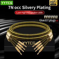 YYTCG One Pair HIFI Silver-plated Speaker Cable High-end 7N OCC Speaker Wire For Hi-fi Systems Banana plug Y Plug Speaker Cable