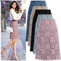 2026 New Women's Pink Skirt, Summer Lace Elegant Office Skirts Pencil Bandage Skirt for Women Skirts Knee-length High Waist