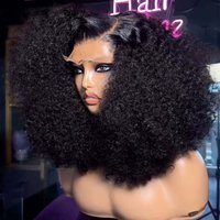 Curly Short Bob Wigs 13x4 Lace Frontal Wigs Brazilian Human Hair Deep Wave Bob Wig 200% Density Pre Plucked 4x4 Closure Lace Wig