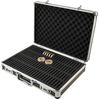 100 Slots Coin Storage Display Box with Lock, Aluminum Alloy Case for Coin Holders Collector Capsule Organizer Organizer