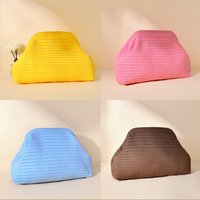 New beach bag knitted bag hollow-out cloud clutch large-capacity versatile color-blocking evening bag storage pouch