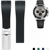Edelstahl-Uhrenarmband mit Schmetterlingsschnalle für Rolex Black Water Ghost Green Submariner Daytona Herren Langlebiges Gummi-Uhrenarmband