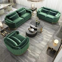 Modern 1 + 2 + 3 Seat Sofa Set Luxury Office Reception Sofa Chair Velvet Tufted Designer Accent Living Room Sofa Suite