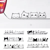 Peeking Cat Vinyl Sticker Car Window Bumper Decoration, Halloween Cats Decals Fur Kitten Laptop Car Stickers